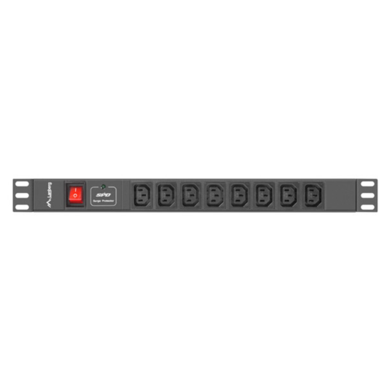 Lanberg PDU-08I-0200-C20-BK unidad de distribución de energía (PDU) 8 salidas AC 1U Negro