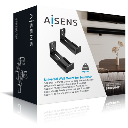 AISENS Soporte Universal de Pared para Barra de Sonido, Negro