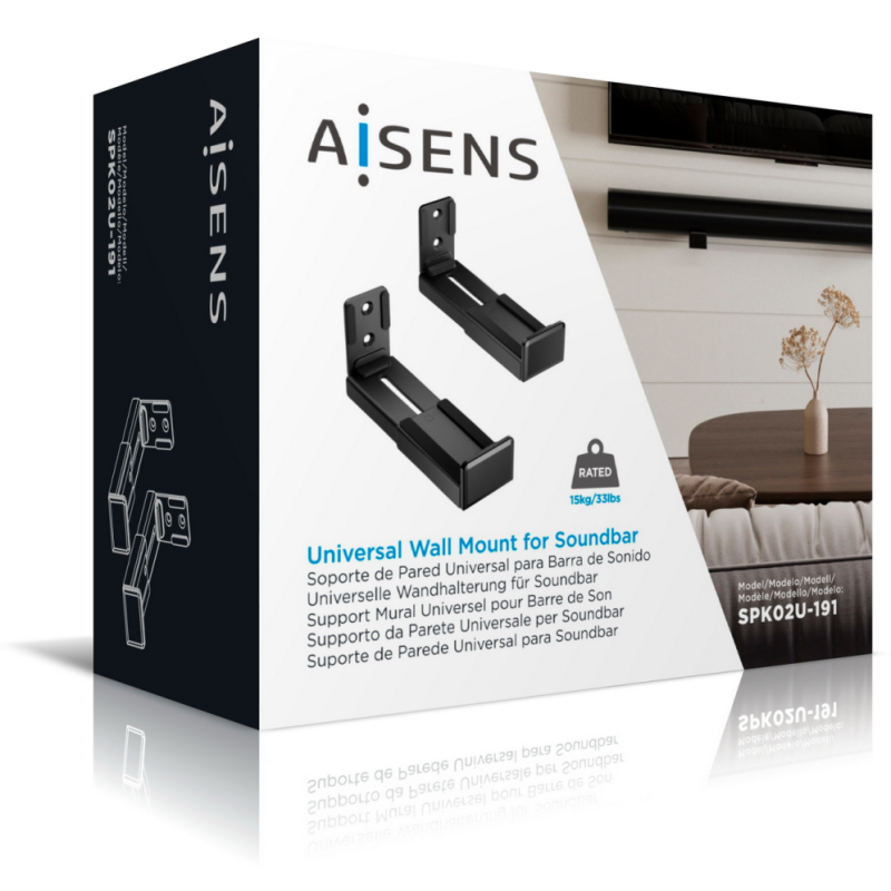 AISENS Soporte Universal de Pared para Barra de Sonido, Negro