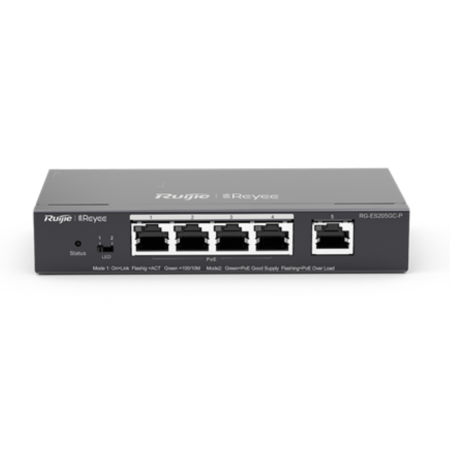 Ruijie Networks RG-ES205GC-P switch Gestionado L2 Gigabit Ethernet (10/100/1000) Energía sobre Ethernet (PoE)