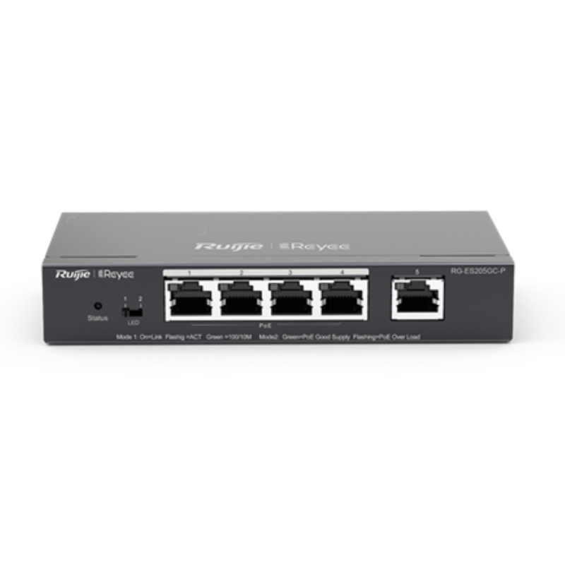 Ruijie Networks RG-ES205GC-P switch Gestionado L2 Gigabit Ethernet (10/100/1000) Energía sobre Ethernet (PoE)