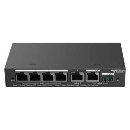 Ruijie Networks RG-ES206GS-P switch Gestionado L2 Gigabit Ethernet (10/100/1000) Energía sobre Ethernet (PoE) Negro
