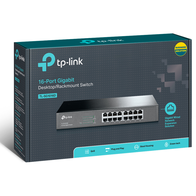 TP-Link TL-SG1016D No administrado Gigabit Ethernet (10/100/1000) Negro