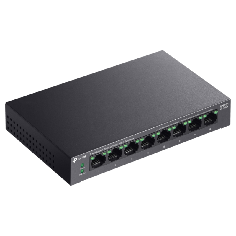 TP-Link LiteWave LS108GP switch No administrado Gigabit Ethernet (10/100/1000) Energía sobre Ethernet (PoE) Negro