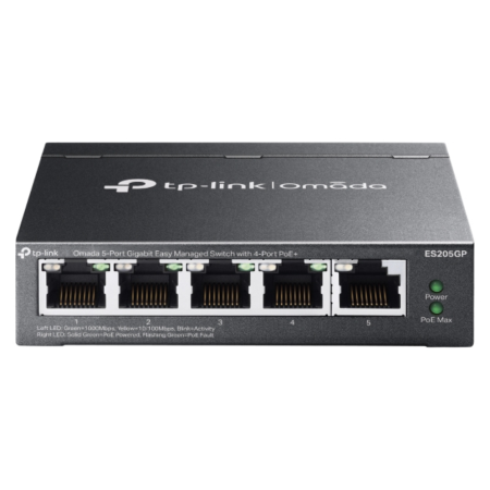 TP-Link Omada ES205GP switch Gestionado Gigabit Ethernet (10/100/1000) Energía sobre Ethernet (PoE) Negro
