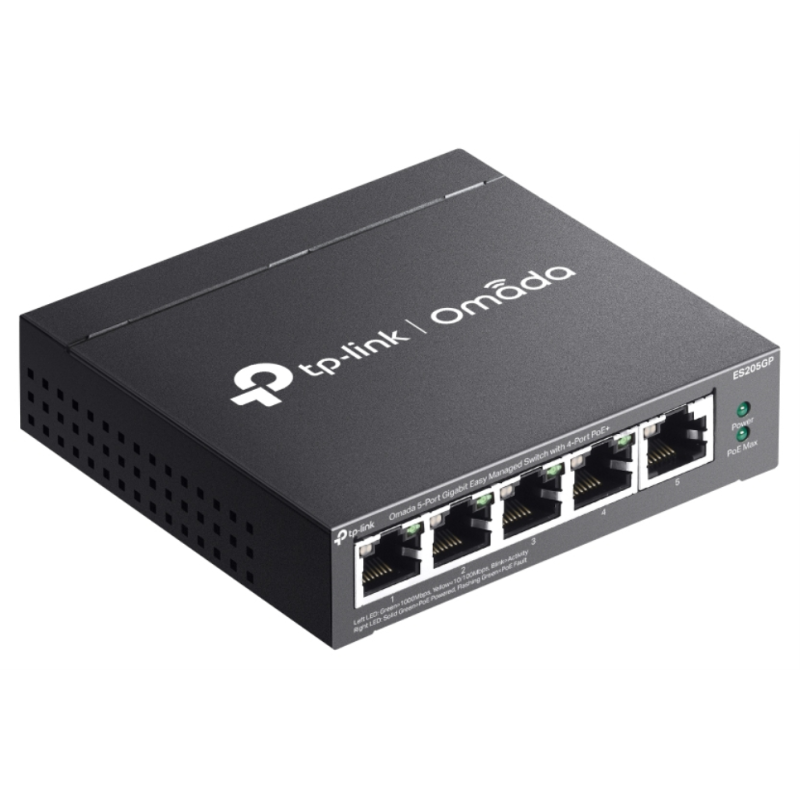 TP-Link Omada ES205GP switch Gestionado Gigabit Ethernet (10/100/1000) Energía sobre Ethernet (PoE) Negro