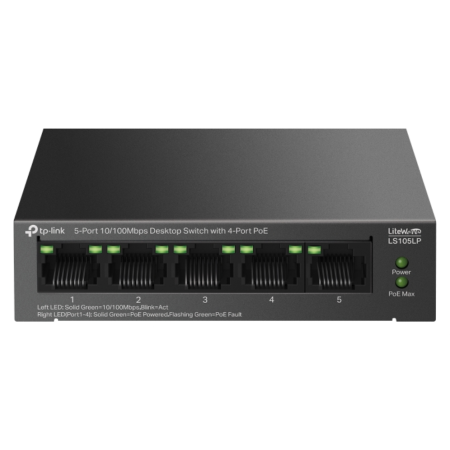 TP-Link LiteWave LS105P No administrado Fast Ethernet (10/100) Energía sobre Ethernet (PoE) Negro