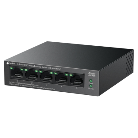 TP-Link LiteWave LS105P No administrado Fast Ethernet (10/100) Energía sobre Ethernet (PoE) Negro