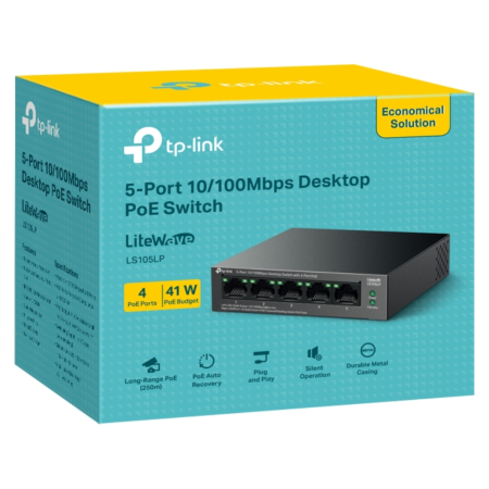 TP-Link LiteWave LS105P No administrado Fast Ethernet (10/100) Energía sobre Ethernet (PoE) Negro