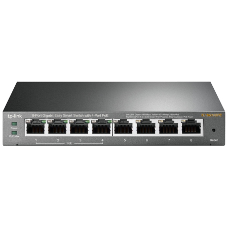 TP-Link TL-SG108PE Gestionado L2 Gigabit Ethernet (10/100/1000) Energía sobre Ethernet (PoE) Negro