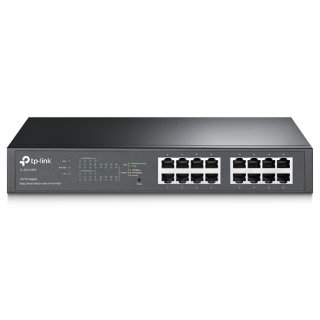 TP-Link TL-SG1016PE Gestionado L2 Gigabit Ethernet (10/100/1000) Energía sobre Ethernet (PoE) 1U Negro