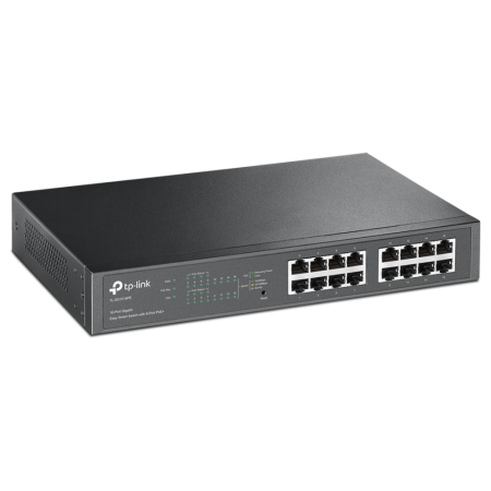 TP-Link TL-SG1016PE Gestionado L2 Gigabit Ethernet (10/100/1000) Energía sobre Ethernet (PoE) 1U Negro