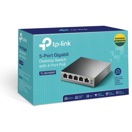 TP-Link TL-SG1005P No administrado Gigabit Ethernet (10/100/1000) Energía sobre Ethernet (PoE) Negro