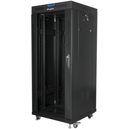 Lanberg free standing rack 19inch cabinet 27U 600x600 glass door LCD flat pack black Rack o bastidor independiente