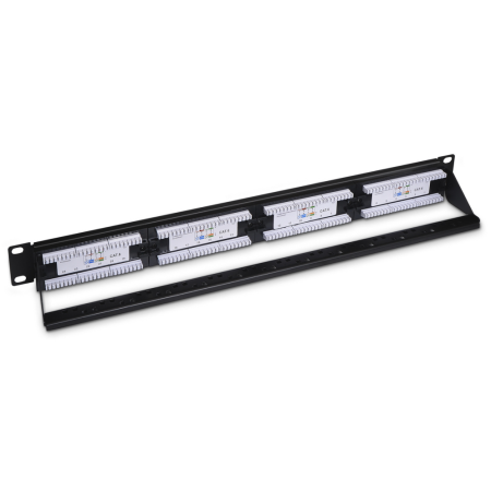 AISENS Panel De Parcheo De 24 Puertos RJ45 Cat.6 UTP, 19″ 1U Dual IDC Con Gestion De Cables, Negro