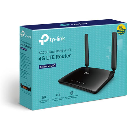 TP-Link Archer MR200 router inalámbrico Ethernet rápido Doble banda (2,4 GHz / 5 GHz) 4G Negro