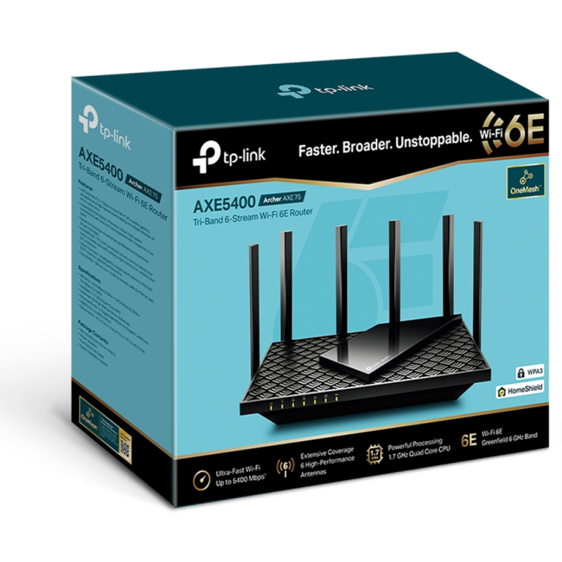 TP-Link Archer AX5400 router inalámbrico Gigabit Ethernet Tribanda (2.4 GHz / 5 GHz / 6 GHz) Negro