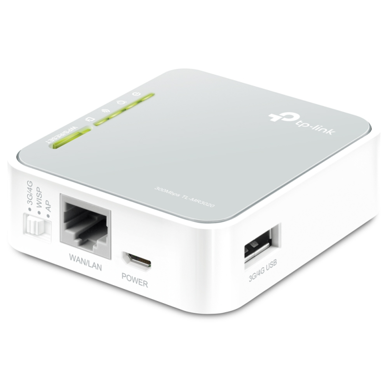 TP-Link TL-MR3020 router inalámbrico Ethernet rápido Banda única (2,4 GHz) Gris, Blanco