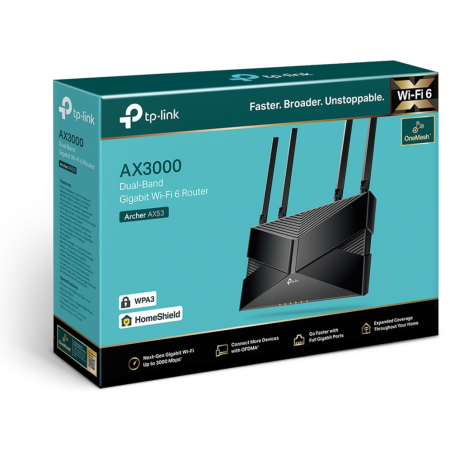 TP-Link Archer AX53 router inalámbrico Gigabit Ethernet Doble banda (2,4 GHz / 5 GHz) Negro