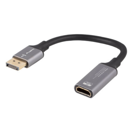 Lanberg AD-DP-HD-04 adaptador de cable de vídeo 0,2 m DisplayPort HDMI Plata, Negro