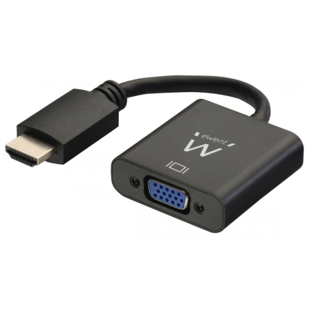 Ewent EW9864 adaptador de cable de vídeo 0,2 m HDMI VGA, 3.5mm Negro