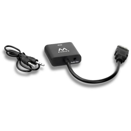Ewent EW9864 adaptador de cable de vídeo 0,2 m HDMI VGA, 3.5mm Negro