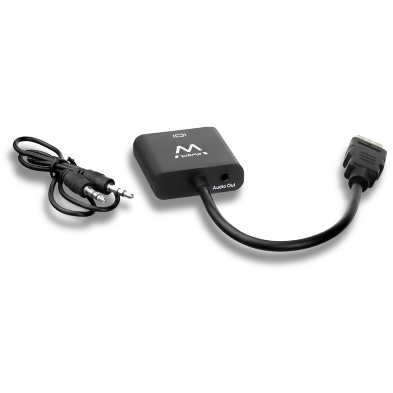 Ewent EW9864 adaptador de cable de vídeo 0,2 m HDMI VGA, 3.5mm Negro