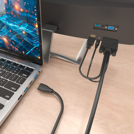 AISENS Cable Conversor HDMI a SVGA+Audio, HDMI A/M-SVGA/M+Jack 3.5/M+USB-A/M, Negro, 1.5m