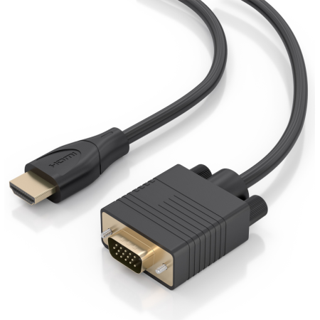 AISENS Cable Conversor HDMI a SVGA, HDMI A/M-SVGA/M, Negro, 1.0m