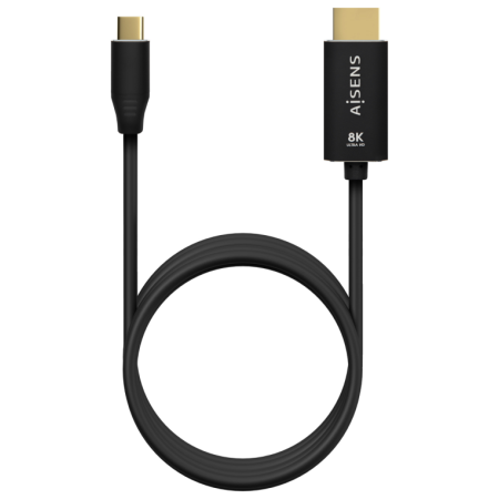 AISENS Cable Conversor Aluminio USB-C A HDMI 2.1 8k@60Hz, USB-C/M-HDMI/M, Negro, 2.0m