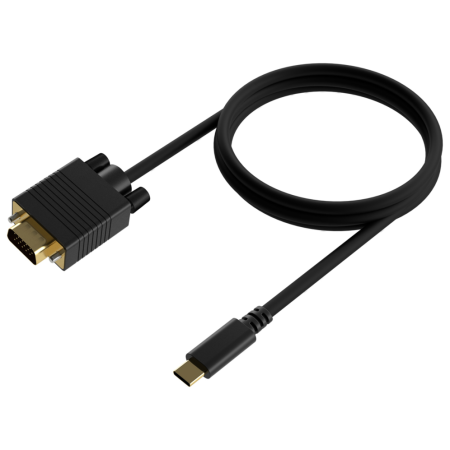 AISENS Cable Conversor USB-C a VGA, USB-C/M-HDB15/M, Negro, 0.8M
