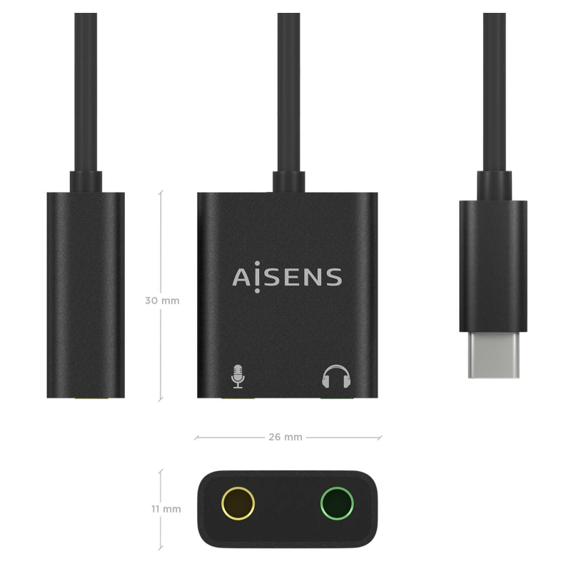 AISENS A109-0767 cambiador de género para cable 2x 3.5 mm