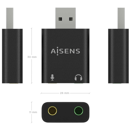 AISENS A106-0768 cambiador de género para cable 2x 3.5 mm