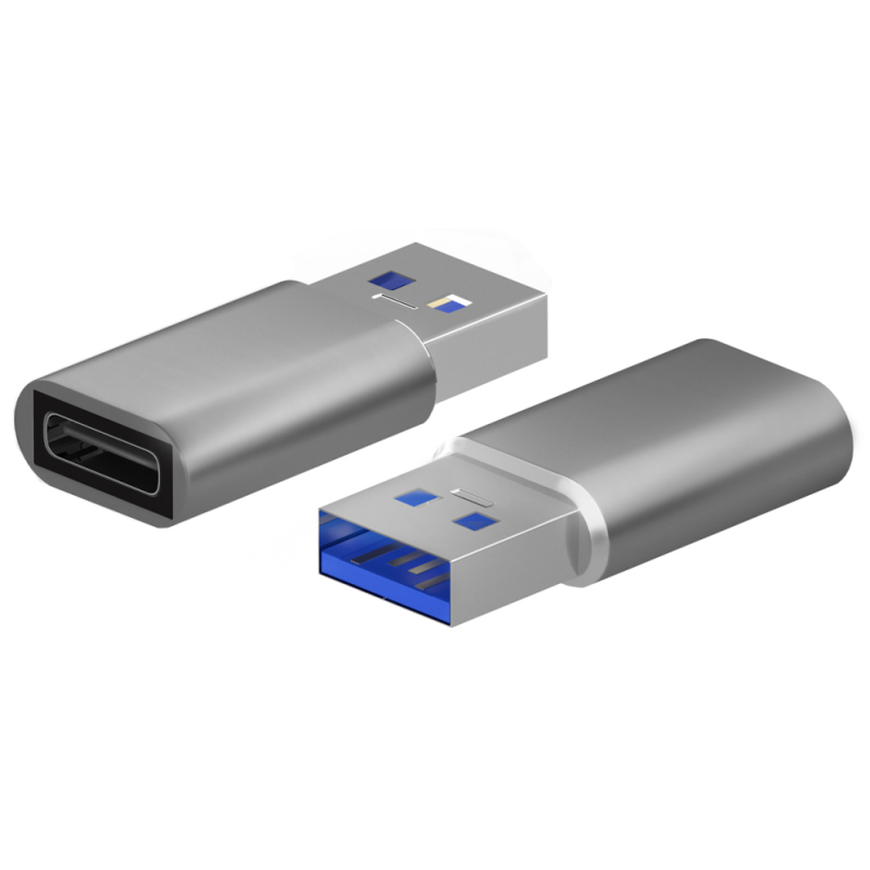AISENS Mini Adaptador USB 3.2 Gen2 / USB 2.0 3A, Tipo USB-C/H-A/M, Gris