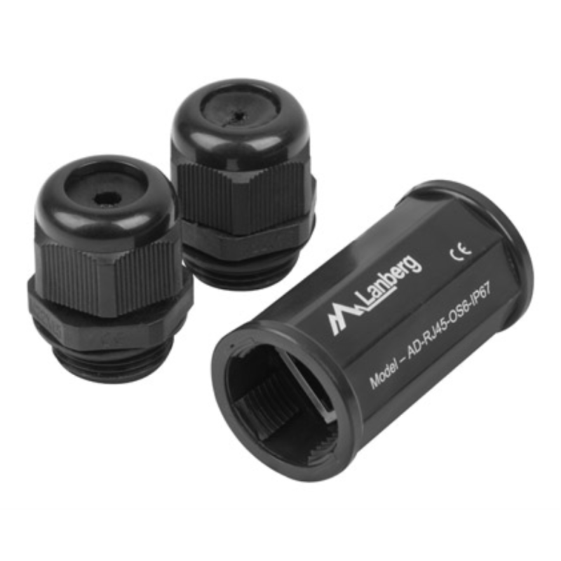 Lanberg AD-RJ45-OS6-IP67 cambiador de género para cable RJ-45 Negro