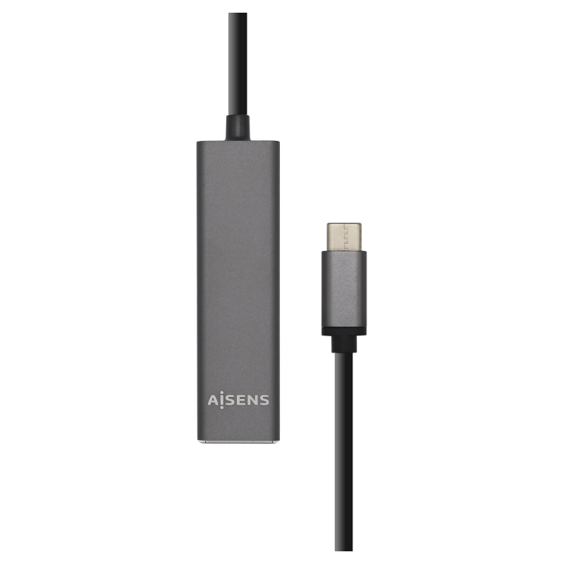 AISENS Hub USB 3.1 USB-C, USB-C/M - 4 x Tipo A/H, Gris, 15 cm