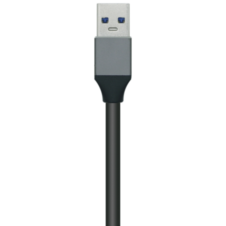 AISENS Hub USB3.0 Aluminio, Tipo A/M - 4x Tipo A/H, Negro, 10 cm