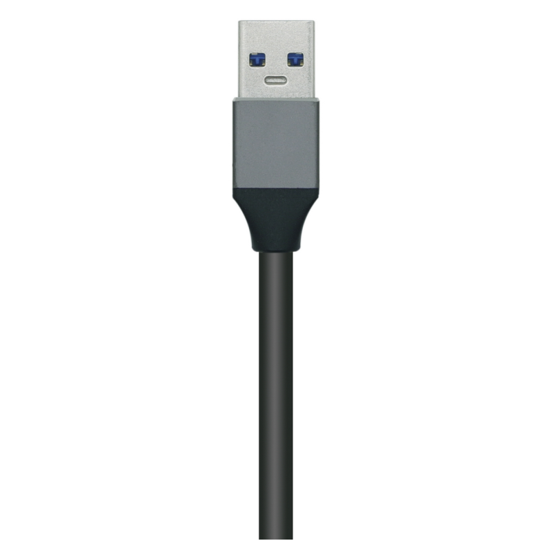 AISENS Hub USB3.0 Aluminio, Tipo A/M - 4x Tipo A/H, Negro, 10 cm