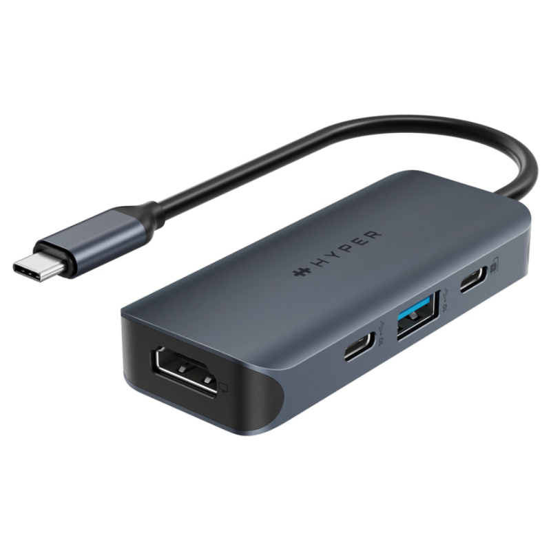 HYPER HD4001GL hub de interfaz USB 3.2 Gen 1 (3.1 Gen 1) Type-C 10000 Mbit/s Azul, Gris