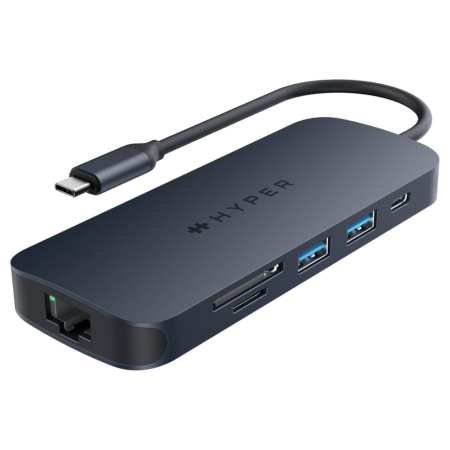 HYPER HD4004GL hub de interfaz USB 3.2 Gen 1 (3.1 Gen 1) Type-C 10000 Mbit/s Azul, Gris