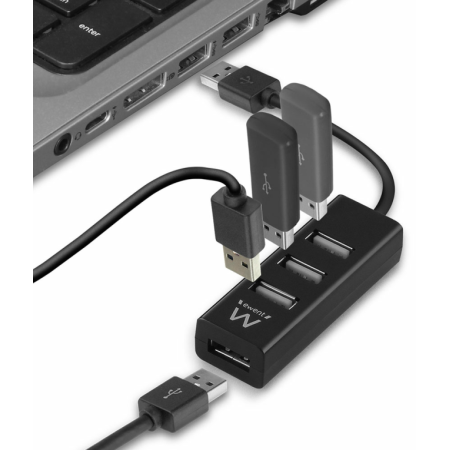 Ewent EW1123 hub de interfaz USB 2.0 480 Mbit/s Negro