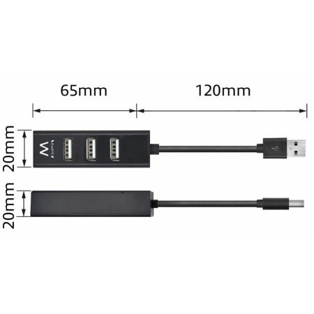 Ewent EW1123 hub de interfaz USB 2.0 480 Mbit/s Negro