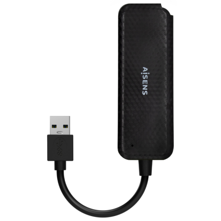 AISENS Hub USB 3.0, Tipo A/M-4x Tipo A/H, Negro, 15cm