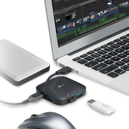 TP-Link UH400 V3 hub de interfaz USB 3.2 Gen 1 (3.1 Gen 1) Type-A 5000 Mbit/s Negro