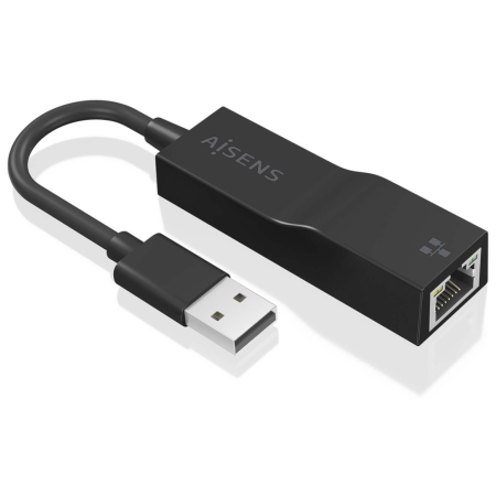 AISENS Conversor USB 3.0 a Ethernet Gigabit 10/100/1000 Mbps, Negro, 15 cm