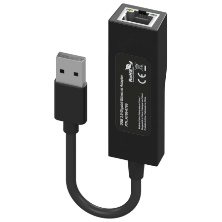 AISENS Conversor USB 3.0 a Ethernet Gigabit 10/100/1000 Mbps, Negro, 15 cm