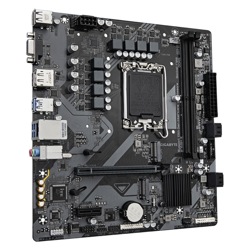 GIGABYTE B760M E Placa base - Compatible con procesadores Intel Core 14ª generación, VRM de 6+1+1 fases, hasta 7200 MHz DDR5 (OC