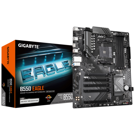 GIGABYTE B550 EAGLE Placa base - Procesadores AMD Ryzen serie 5000 G, VRM de 10+3+1 fases, hasta 3200 MHz DDR4, 1xPCIe 4.0 + 1xP