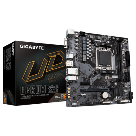 GIGABYTE B650M S2H Placa base - AMD Ryzen serie 9000, VRM de 5+2+2 fases, hasta 6400 MHz DDR5 (OC), 1xPCIe 4.0 M.2, LAN GbE, USB
