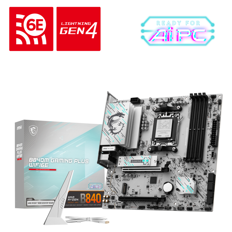 MSI B840M GAMING PLUS WIFI6E placa base AMD B840 Zócalo AM5 micro ATX
